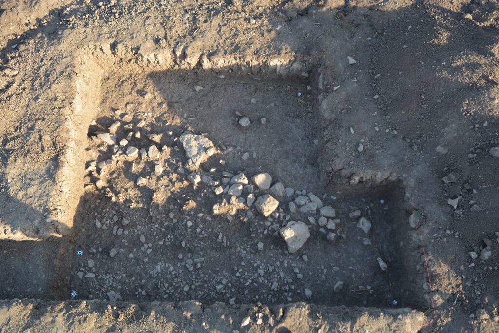 Remains of stone wall north of Mound A.